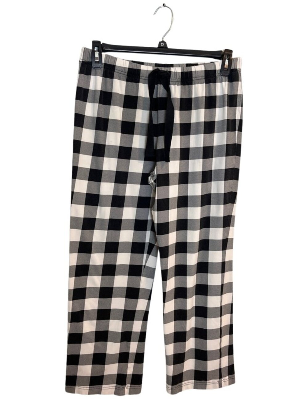Lands' End Black White Buffalo Plaid Cotton Lounge Pajama Pants S 6-8